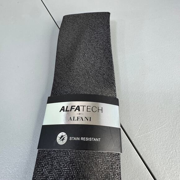 ALFANI ALFATECH Mens Necktie Ramsey Solid‎ Black  Stain Resistant New - Picture 1 of 10
